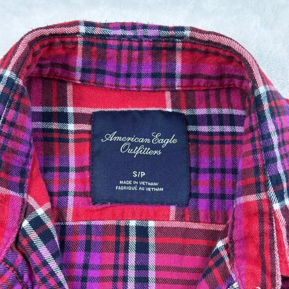 American Eagle Womens Flannel Shirt Sz S Plaid Button-Up Casual Western Rodeo - Picture 3 of 8